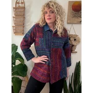 90s Boucle Patchwork Shacket size 16W